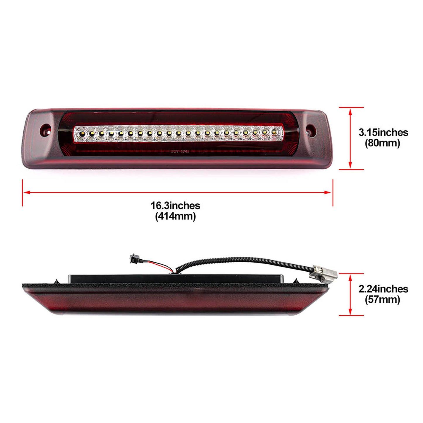 Red Lens F1 Style Strobe LED Third Brake Light For 2015-2022 Chevrolet Colorado, GMC Canyon - NS Auto Lighting
