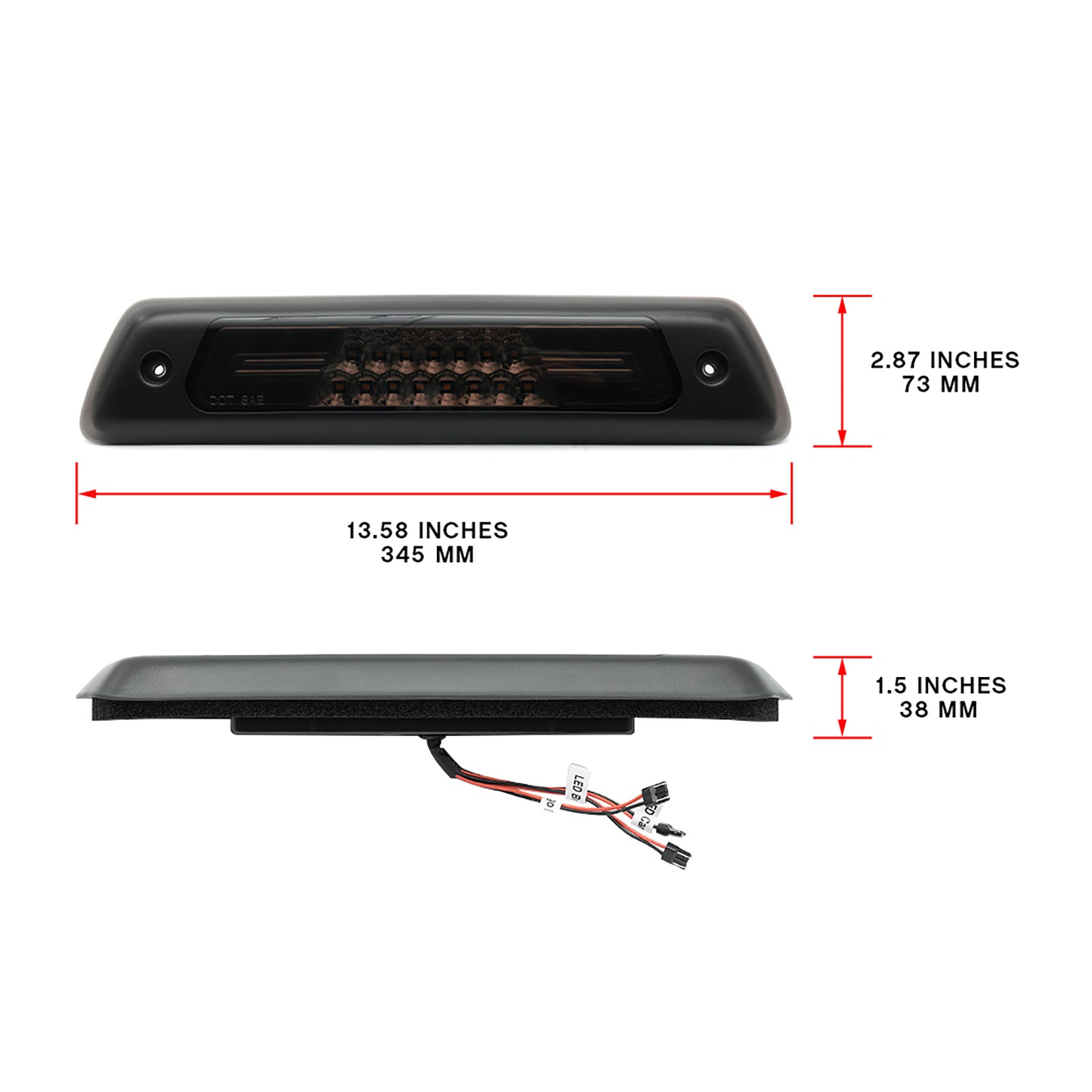 Smoked Lens Double C-Shaped LED Third Brake Light For 2009-2014 Ford  F-150 - NS Auto Lighting