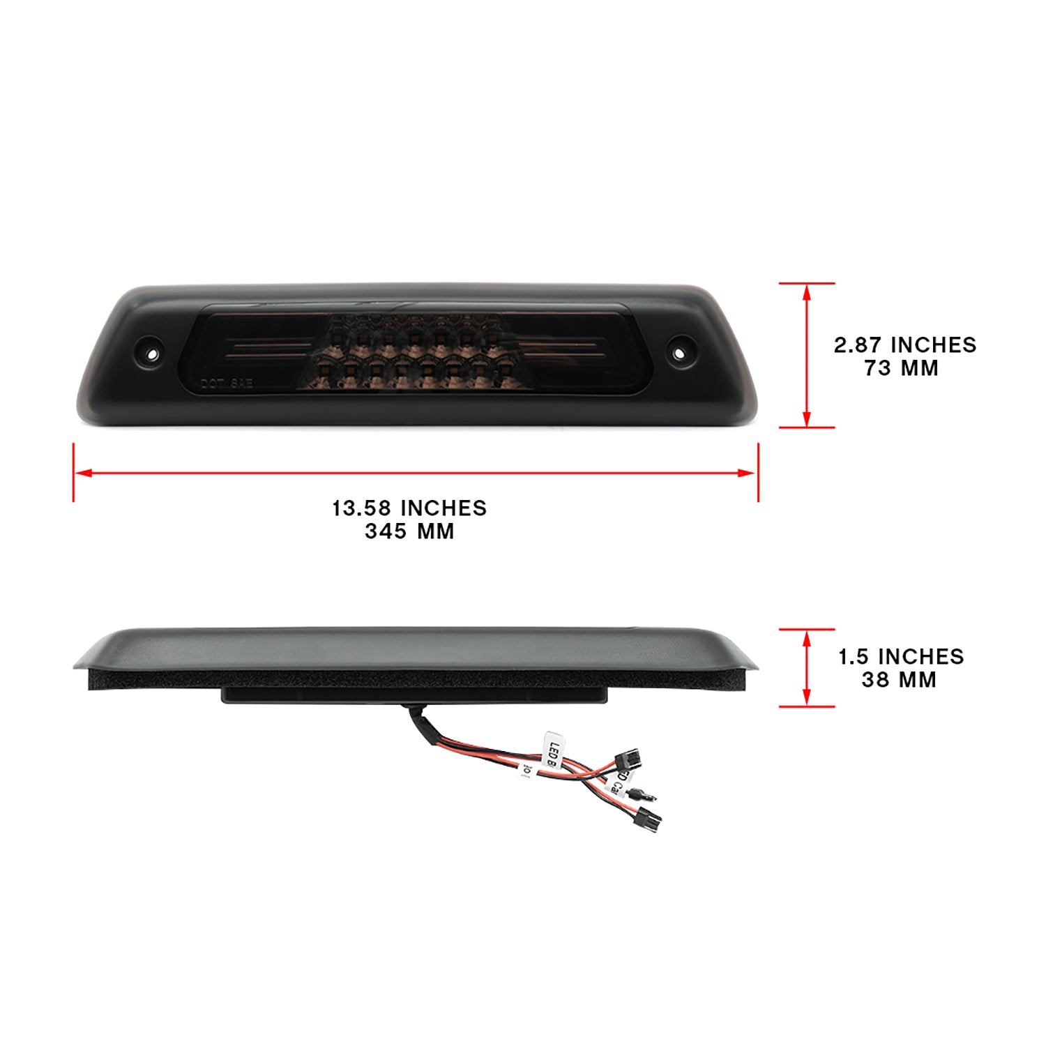 Smoked Lens Double C-Shaped LED Third Brake Light For 2009-2014 Ford  F-150 - NS Auto Lighting