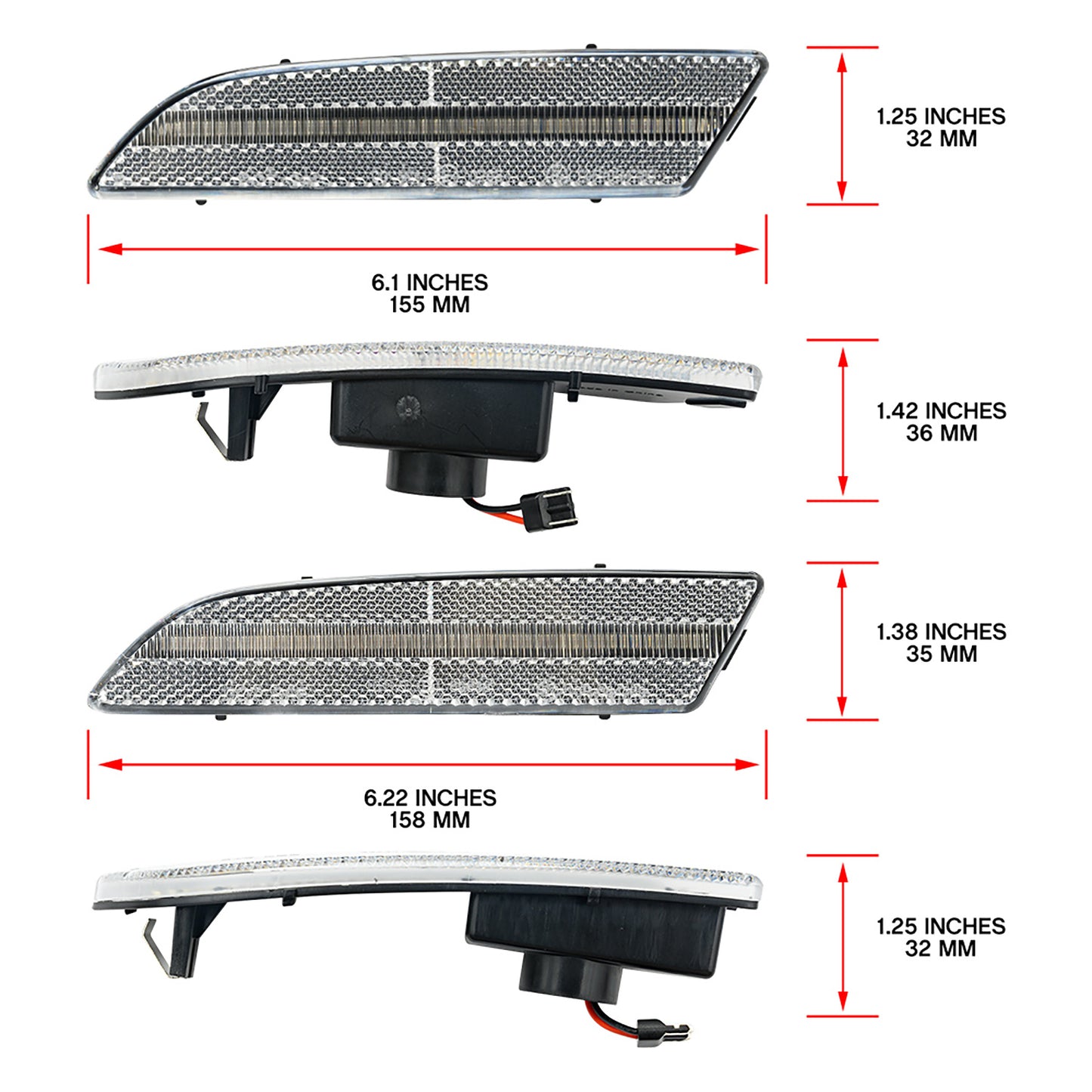 Clear Lens LED Front & Rear Side Marker Lights For 2004-2008 Chrysler Crossfire - NS Auto Lighting