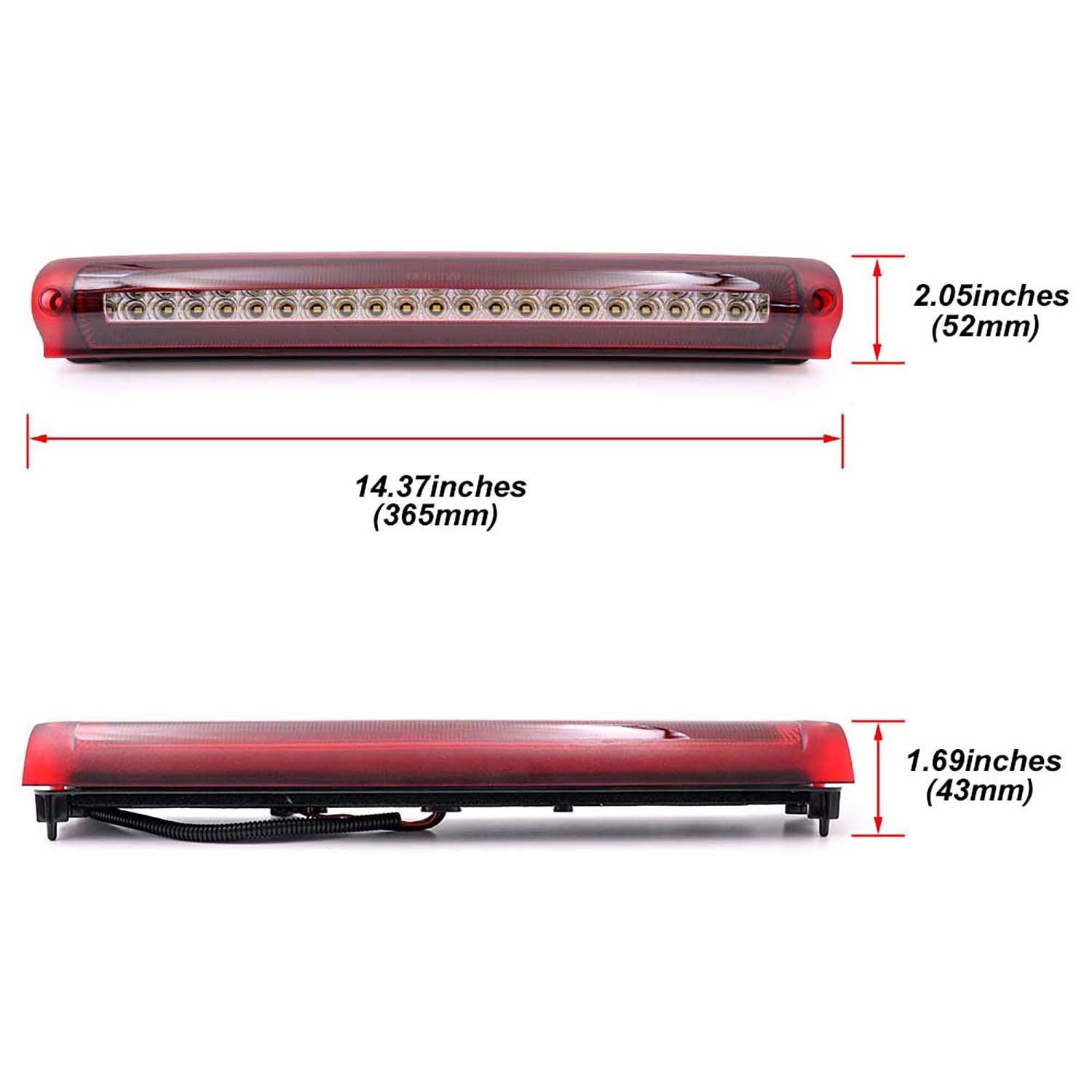 Red Lens F1 Style Strobe LED Third Brake Light For 1997-2003 Ford F150, etc. - NS Auto Lighting