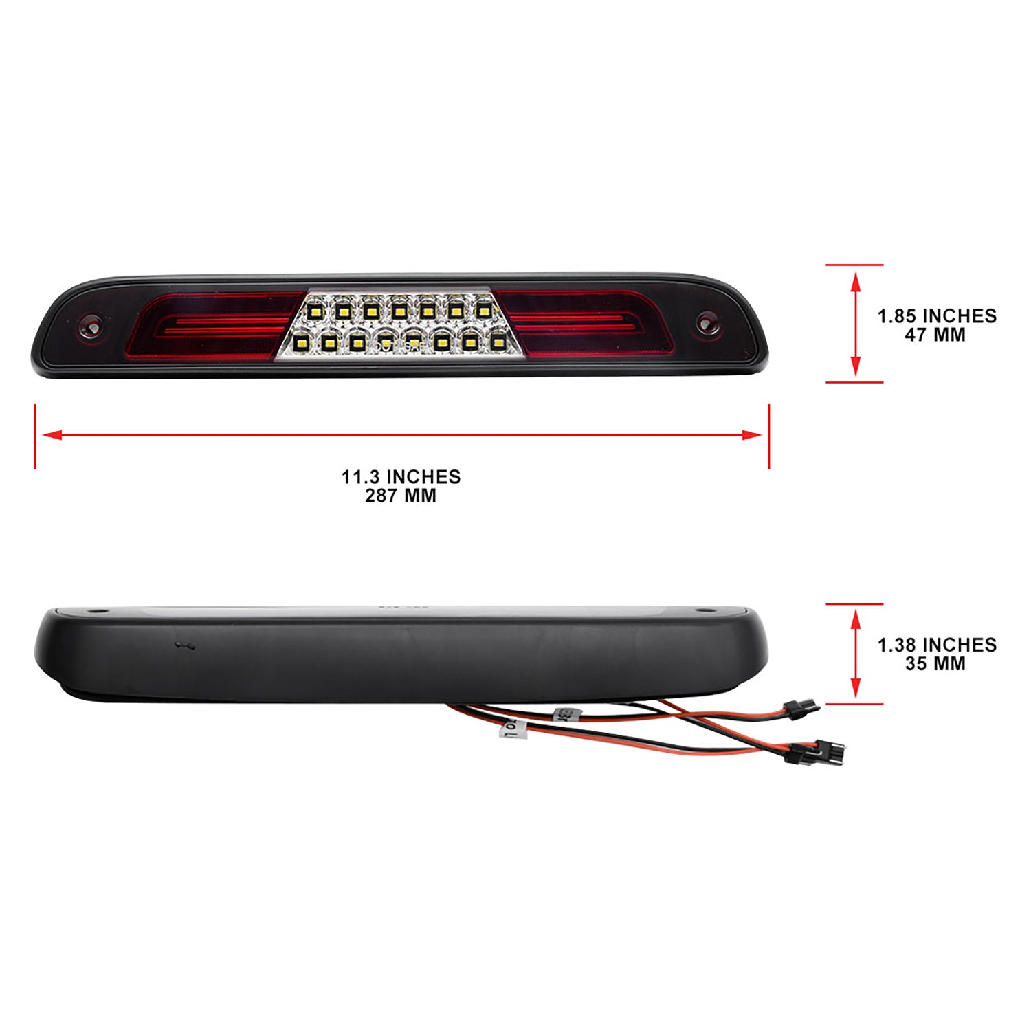 Red Lens Double C-Shaped LED Third Brake Light For 1994-1996 Ford F-Series, etc. - NS Auto Lighting