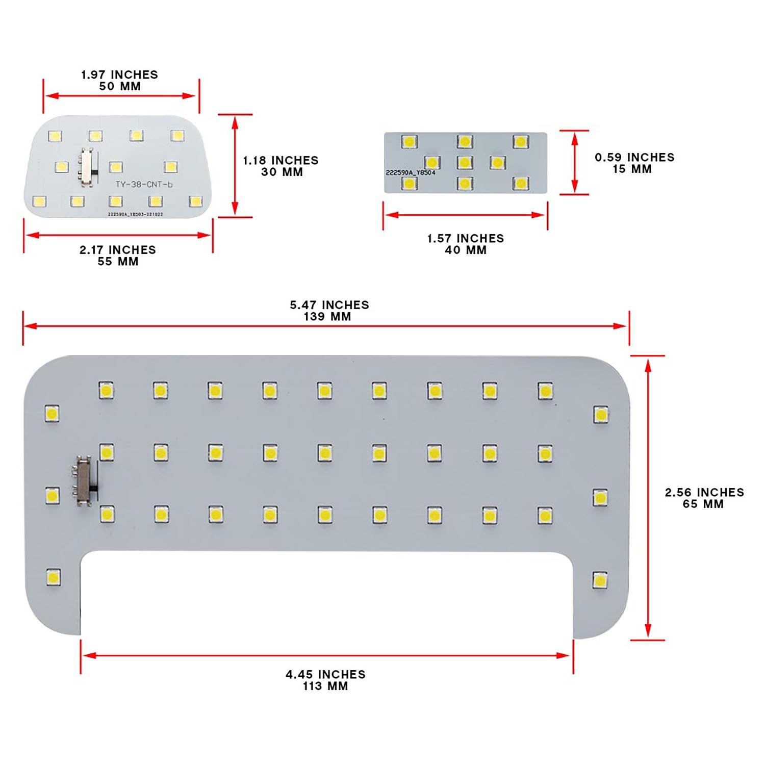 White LED Interior Light Kit Circuit Boards For 2020-up Toyota GR Yaris, etc. - NS Auto Lighting