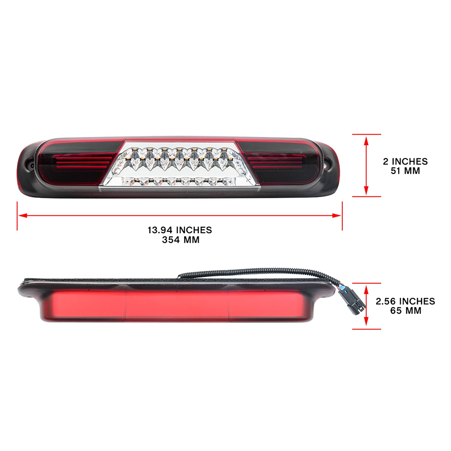 Red Lens Double C-Shaped LED Third Brake Light For 1999-2007 Chevrolet Silverado, GMC Sierra - NS Auto Lighting