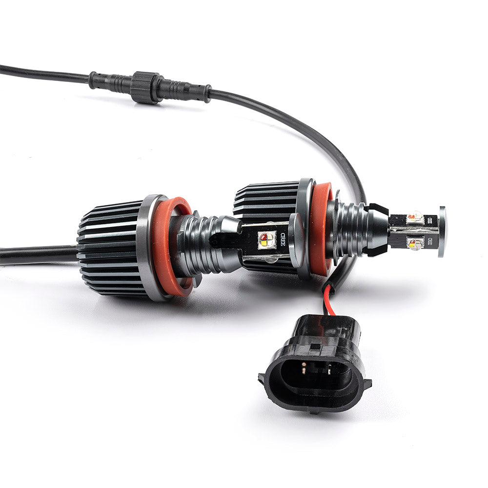 RGB H8 LED Angel Eye Halo Ring Marker Bulbs For BMW E82, E90, E91, etc. - NS Auto Lighting