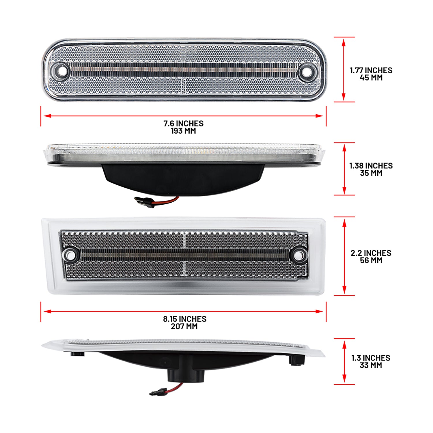 Clear Lens LED Front & Rear Side Marker Lights For 1981-1991 Chevrolet GMC C/K R/V Series Trucks - NS Auto Lighting