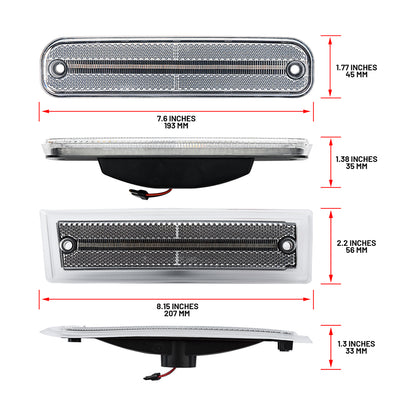 Clear Lens LED Front & Rear Side Marker Lights For 1981-1991 Chevrolet GMC C/K R/V Series Trucks - NS Auto Lighting