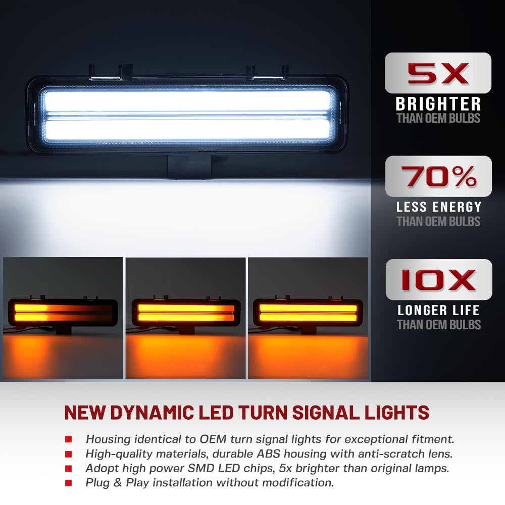 Feux de clignotants de rétroviseur de remorquage à LED à lentille fumée pour Dodge Ram 2010-2023