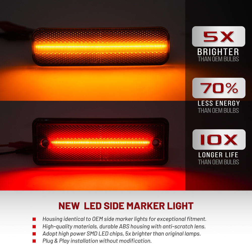 Klare Linse LED Rückseitenmarkierungsleuchten für 1988-1996 Chevrolet Corvette C4