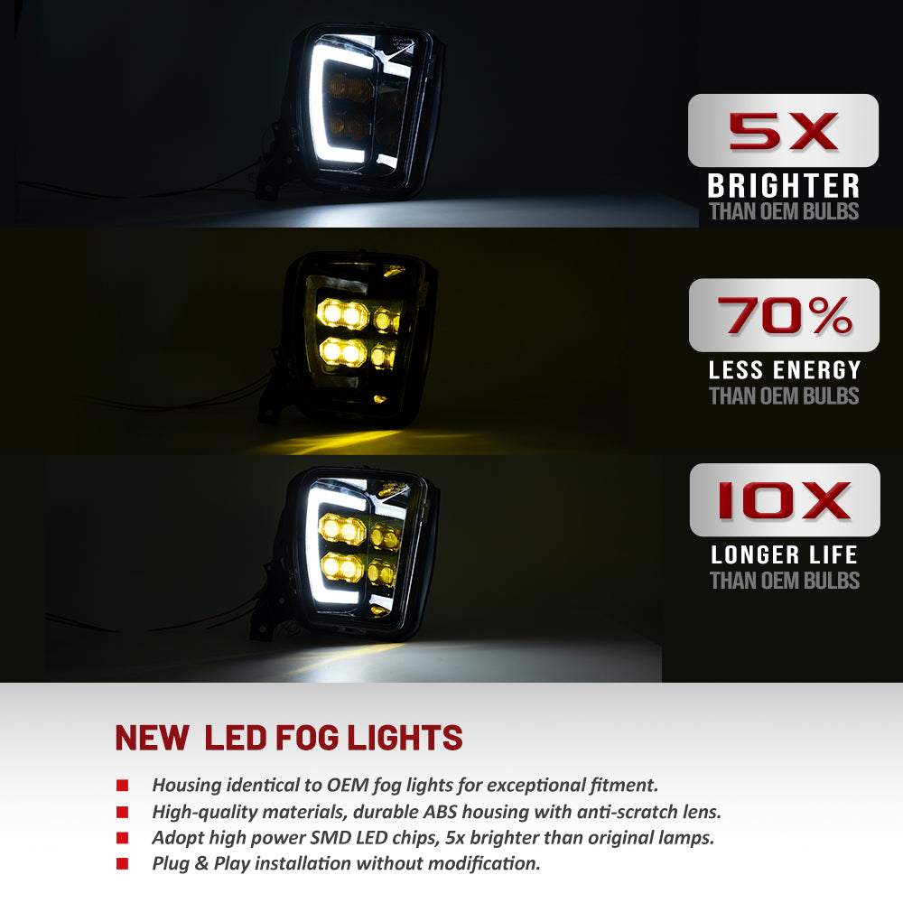 3‑in‑1 Lighting LED Fog Light with White & Yellow Lights For Dodge Ram 1500