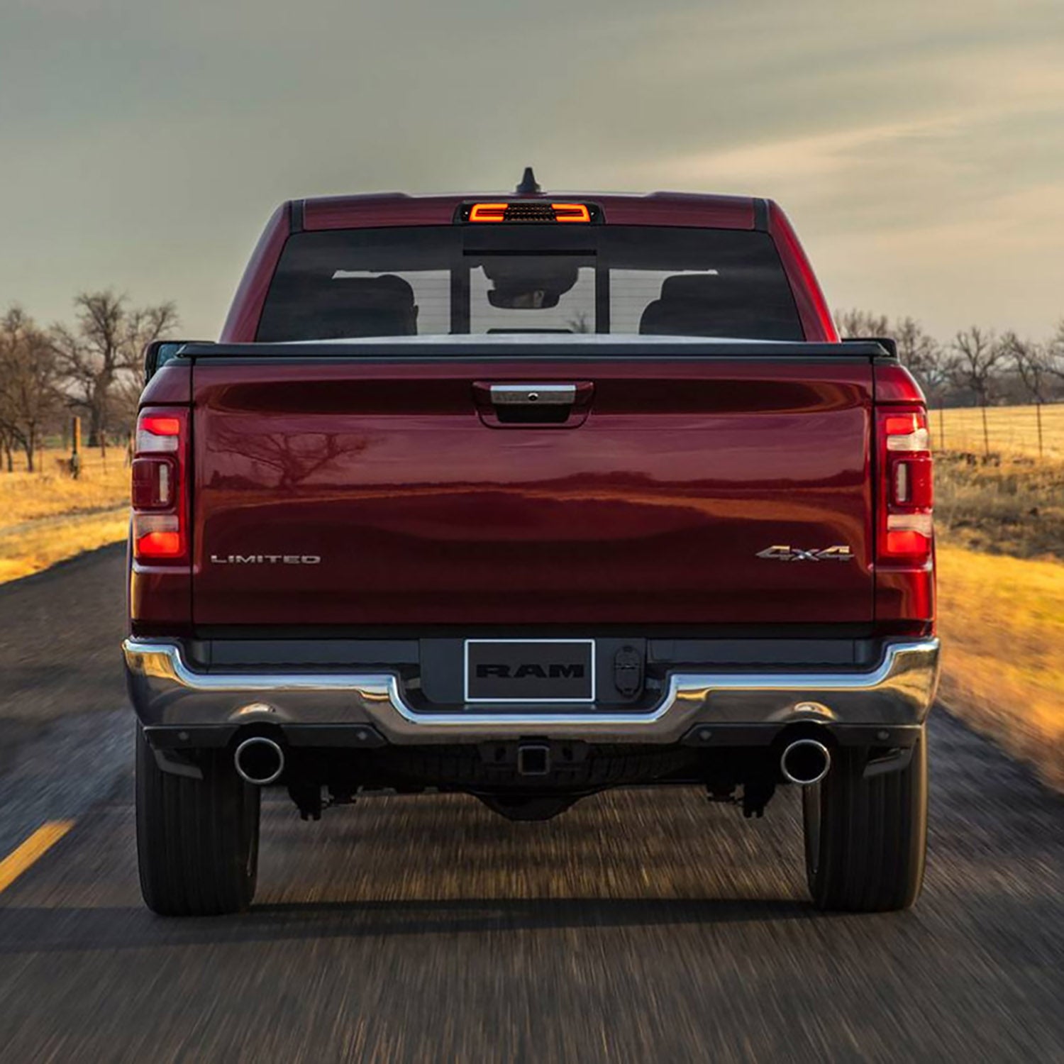 Smoked Lens Double C-Shaped LED Third Brake Light For 2019-2023 RAM  1500 - NS Auto Lighting