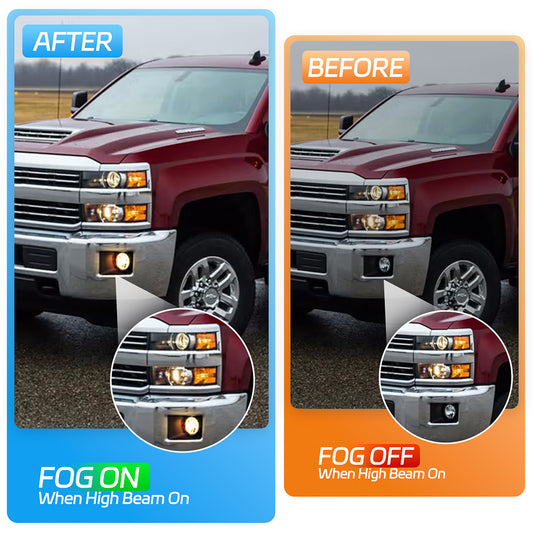 Kabelbaumadapter für Nebelscheinwerfer „Always On“ – Alle Lichter modifiziert für Chevrolet Silverado 1500, 2500HD, 3500HD usw. (2014–2023).