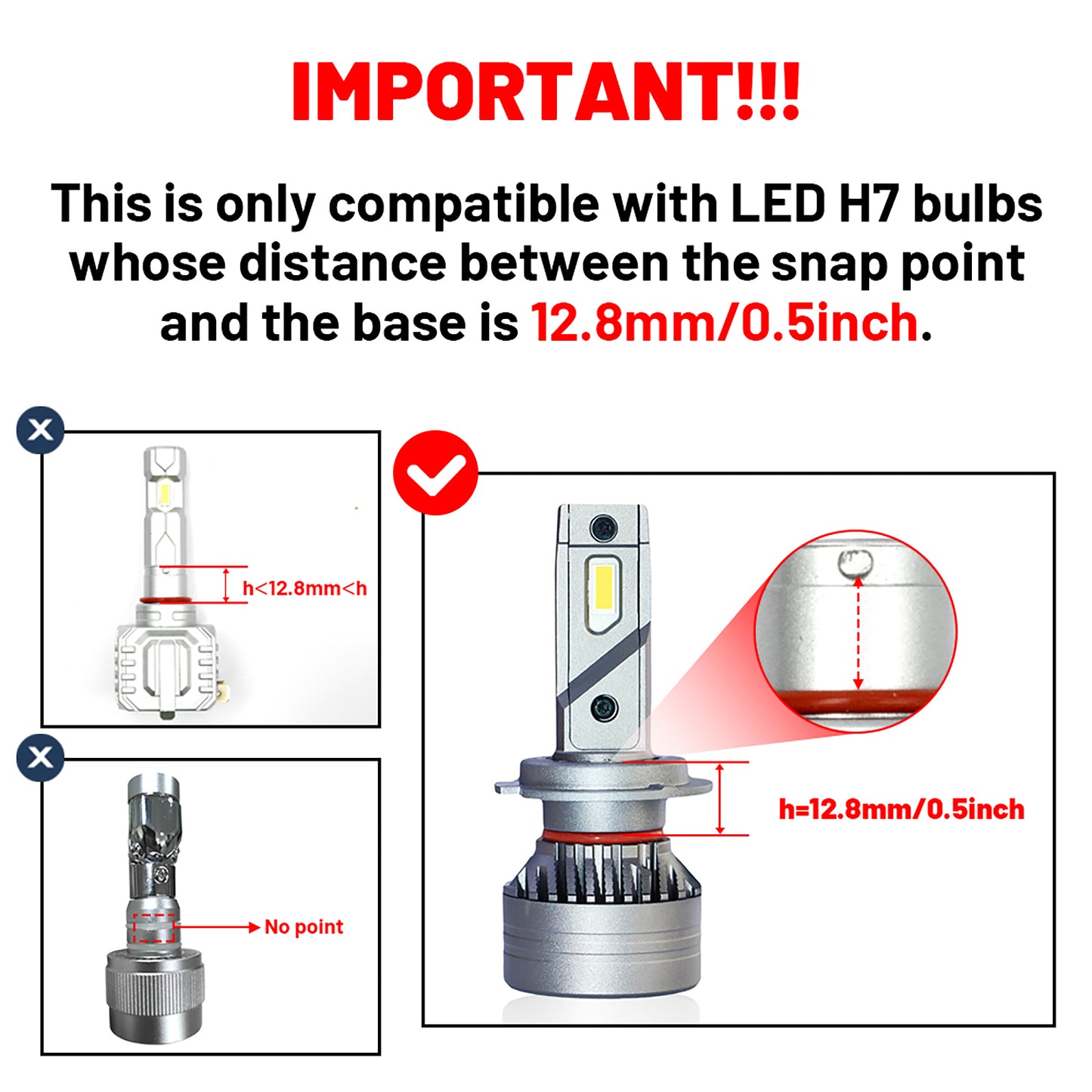 H7 LED Headlight Bulb Retainers For Fiat 500, etc. - NS Auto Lighting
