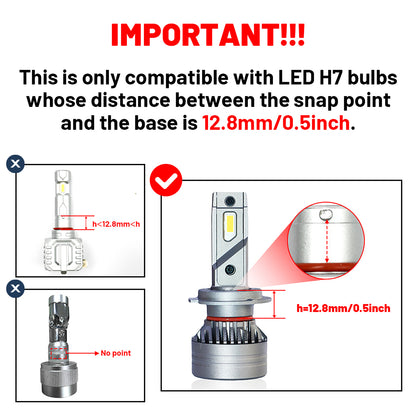 H7 LED Headlight Bulb Retainers For Fiat 500, etc. - NS Auto Lighting