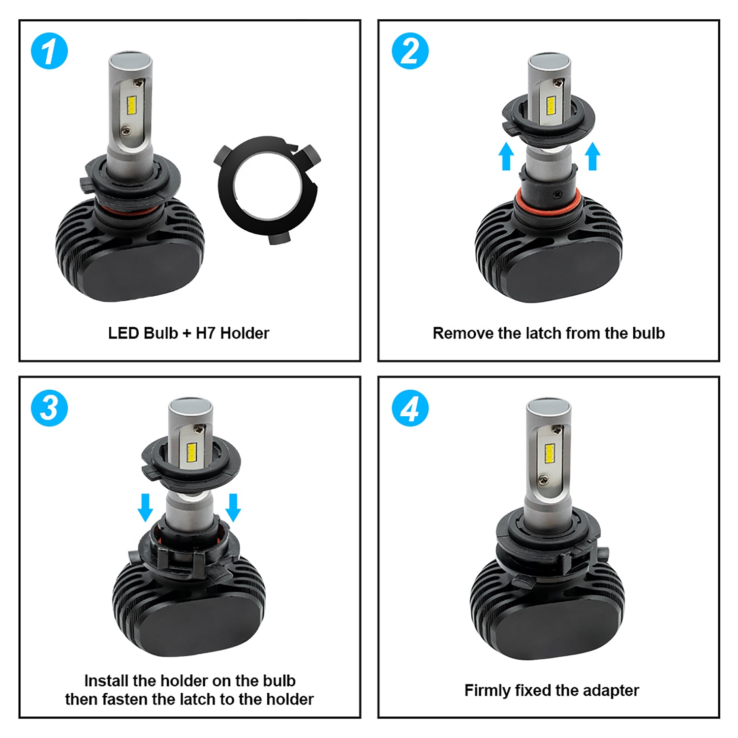 H7 LED HID Headlight Bulb Retainers For Hyundai Veloster, Kia Sorento, etc. - NS Auto Lighting