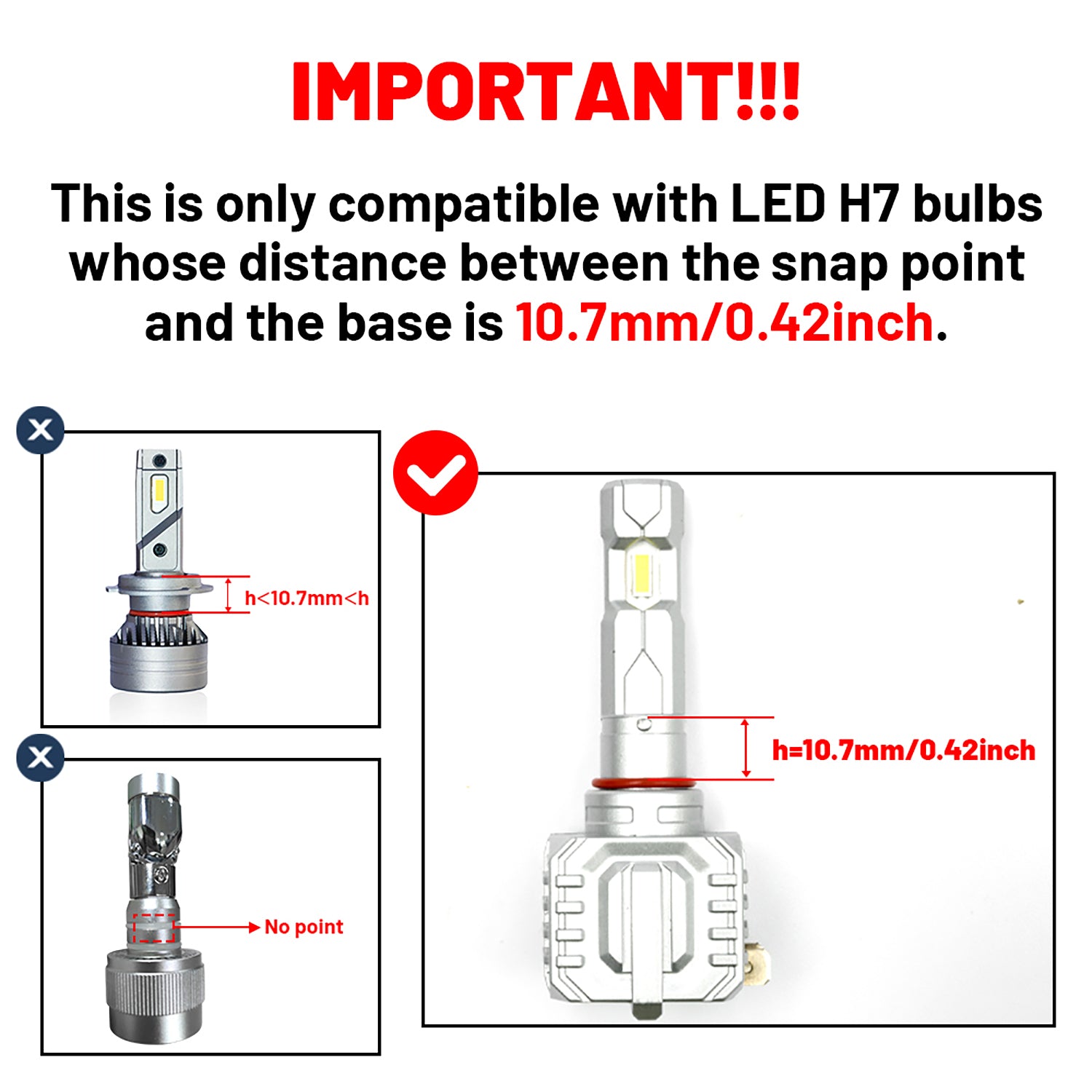 H7 LED Headlight Bulb Retainers For Fiat 500, etc. - NS Auto Lighting