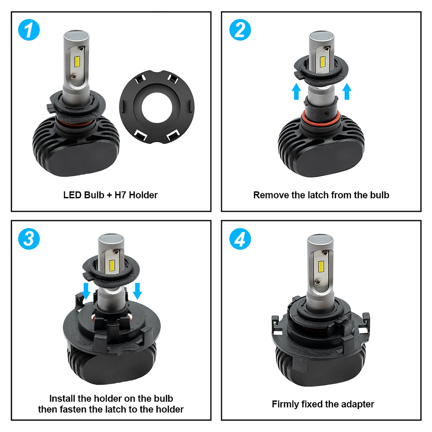 H7 LED HID Headlight Bulb Retainers For Hyundai Tucson, Kia Forte, etc. - NS Auto Lighting