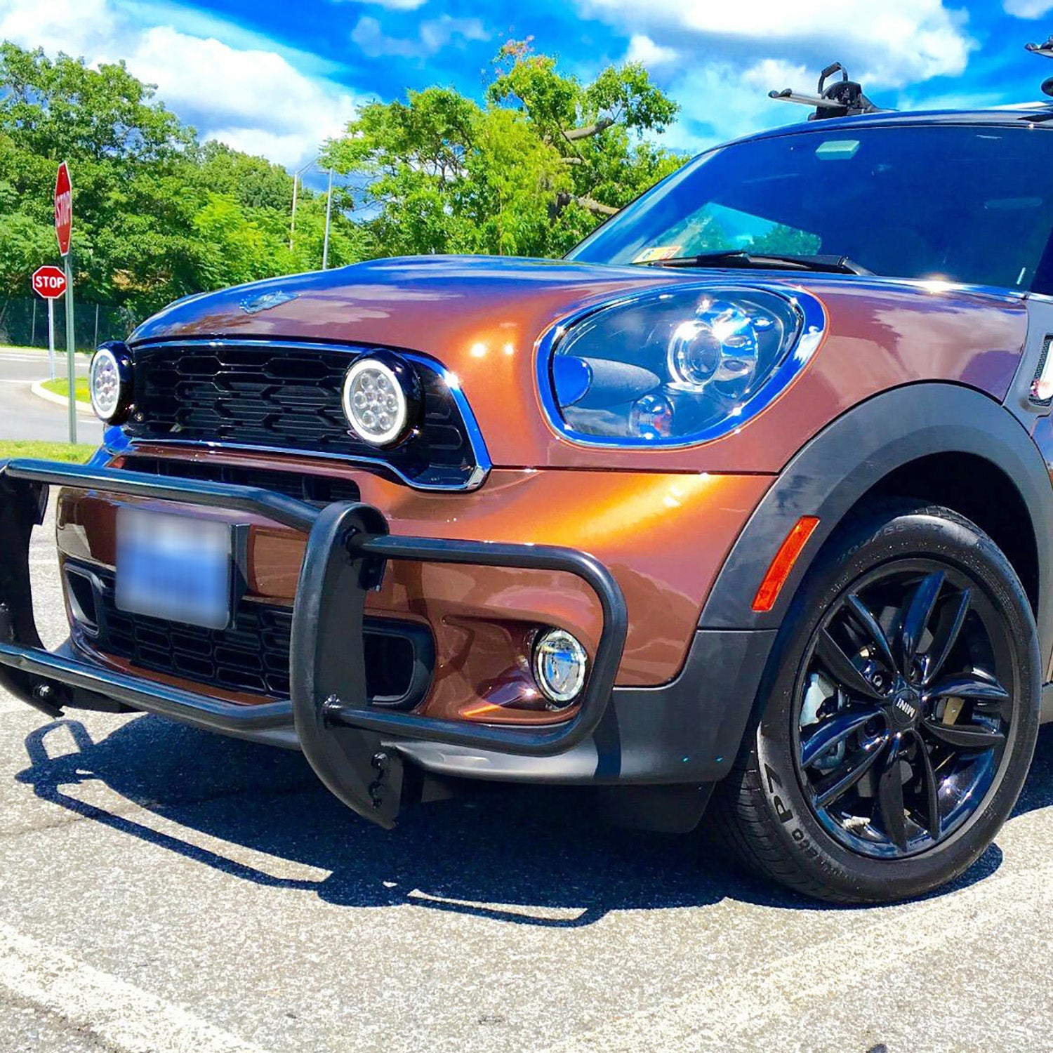 Black Finish LED Halo Rally Driving Lights For 2007-2015 Mini Cooper, etc. - NS Auto Lighting
