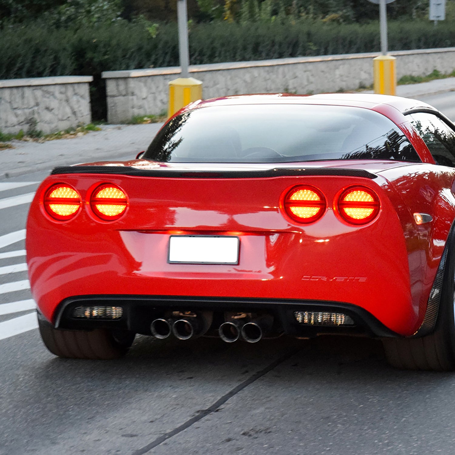 Red Lens LED Halo Tail Light Assembly For 2005-2013 Chevrolet Corvette C6 - NS Auto Lighting