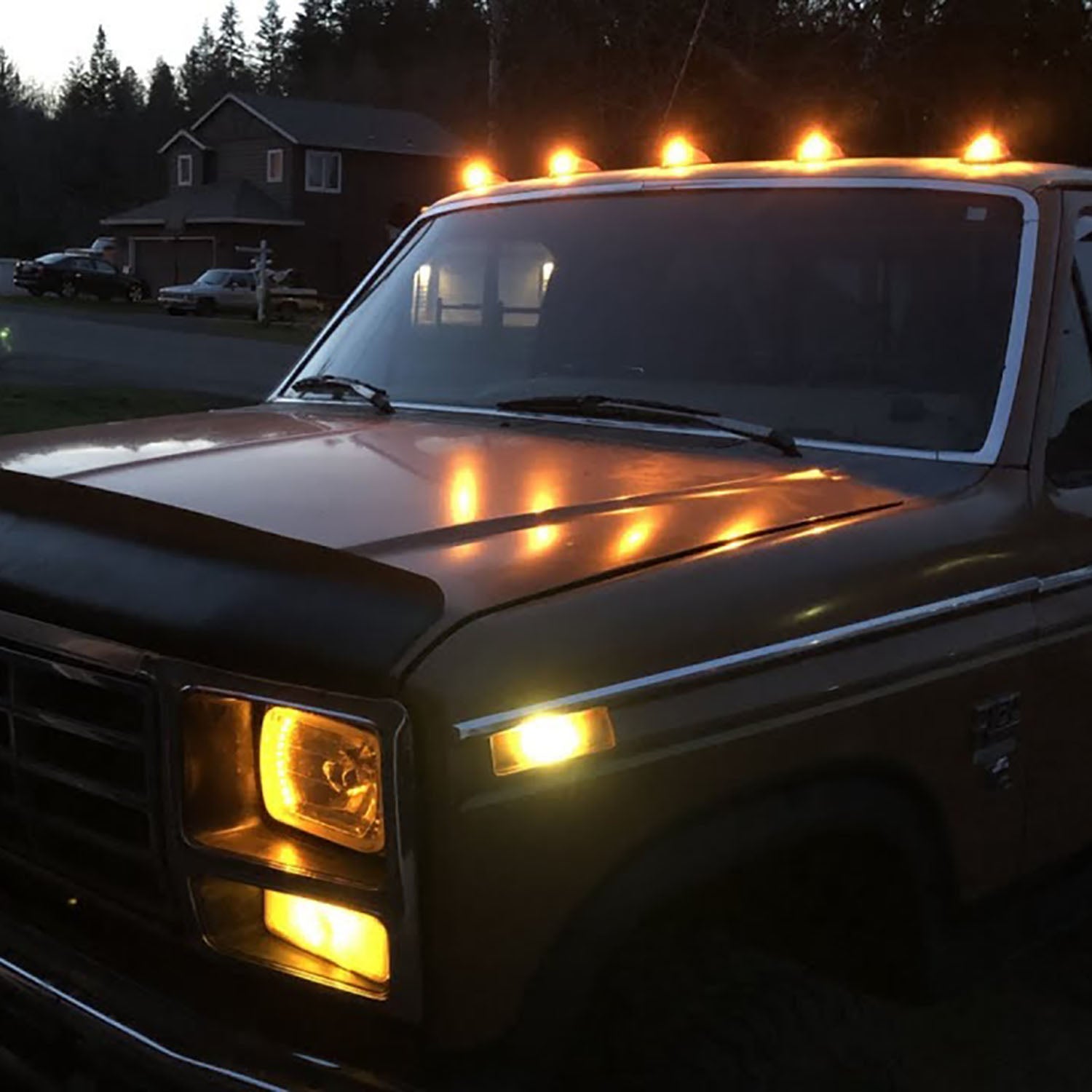 Smoked Lens Amber LED Cab Roof Lights For 1984-1996 Ford F-Series - NS Auto Lighting