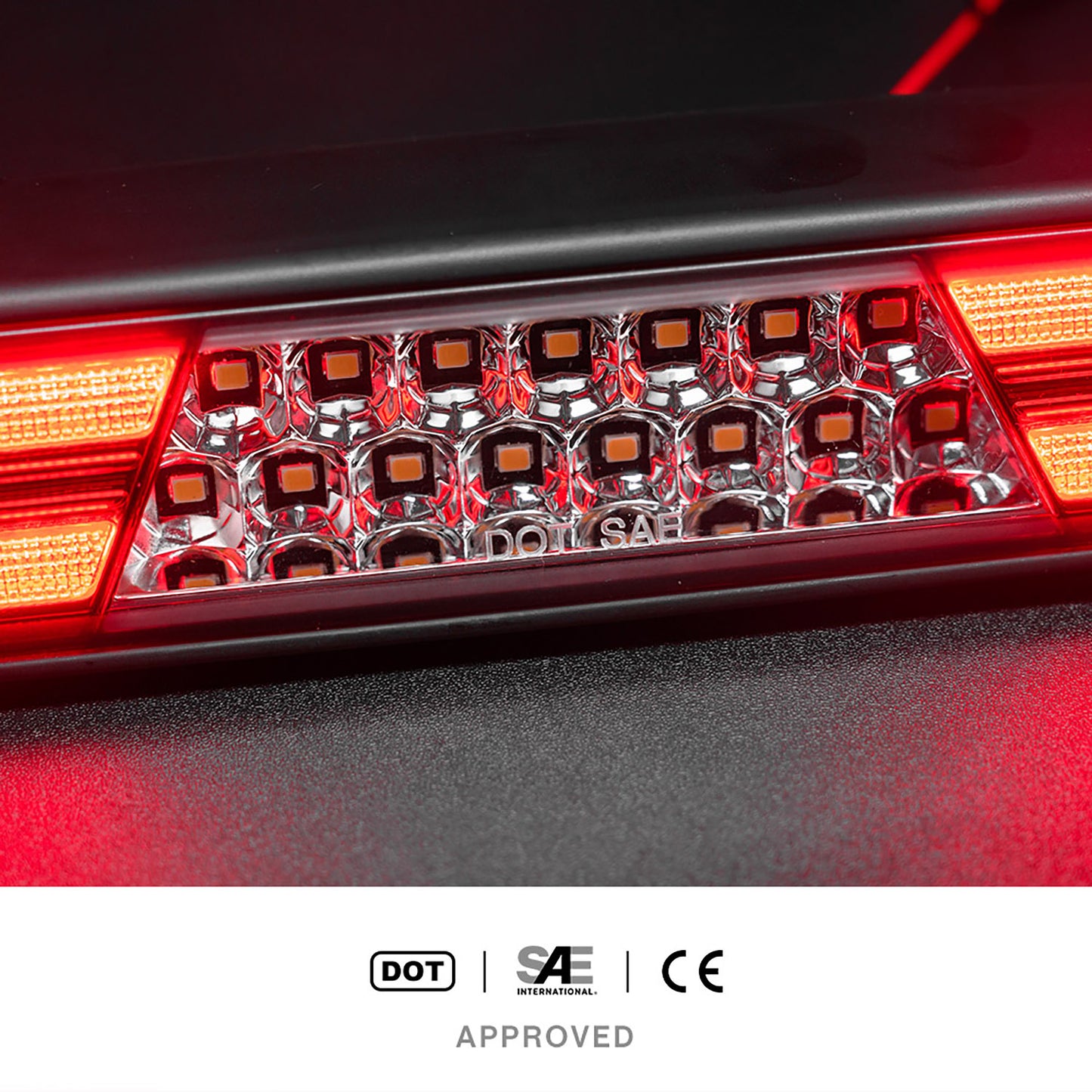 Red Lens Double C-Shaped LED Third Brake Light For 1994-1996 Ford F-Series, etc. - NS Auto Lighting