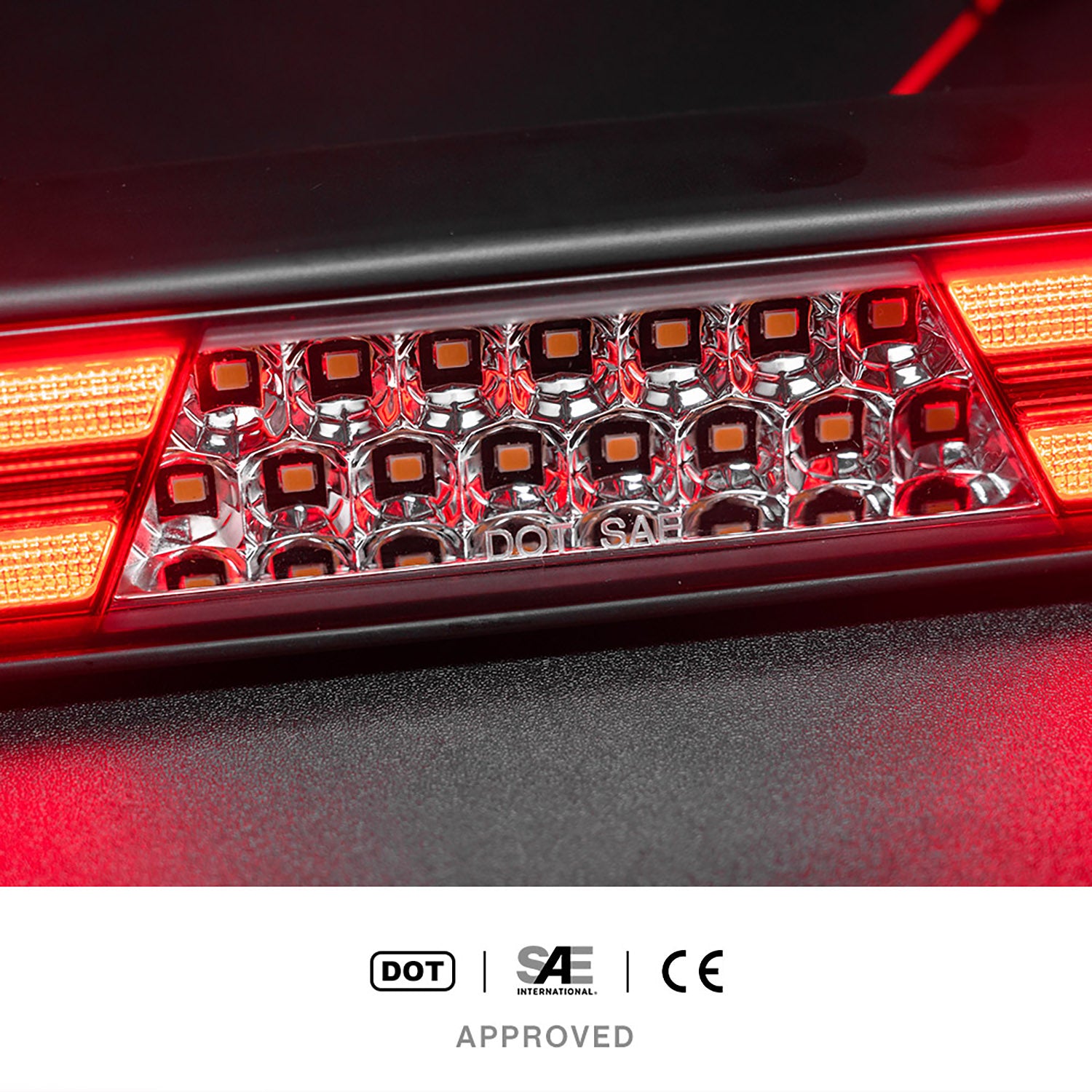 Red Lens Double C-Shaped LED Third Brake Light For 1994-1996 Ford F-Series, etc. - NS Auto Lighting
