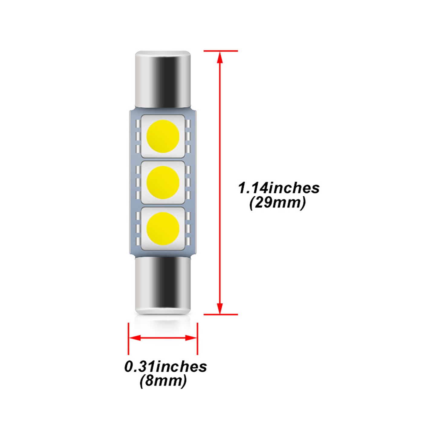 29mm 5050 3SMD Festoon LED Interior Sun Visor Vanity Mirror Light Bulbs
