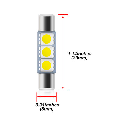 29mm 5050 3SMD Festoon LED Interior Sun Visor Vanity Mirror Light Bulbs