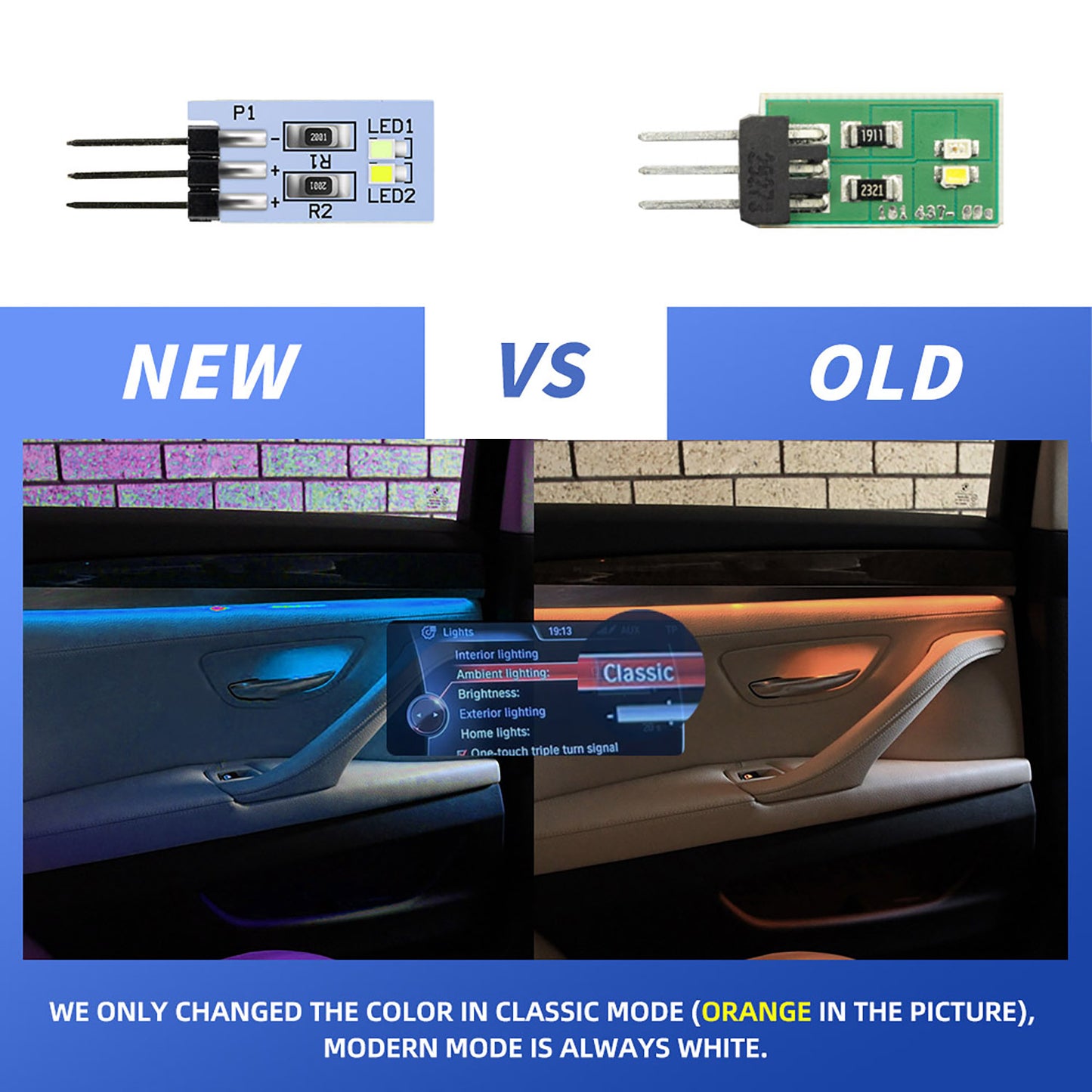 Lot de 4 ou 10 modules d'éclairage ambiant LED pour panneau de porte intérieur de BMW