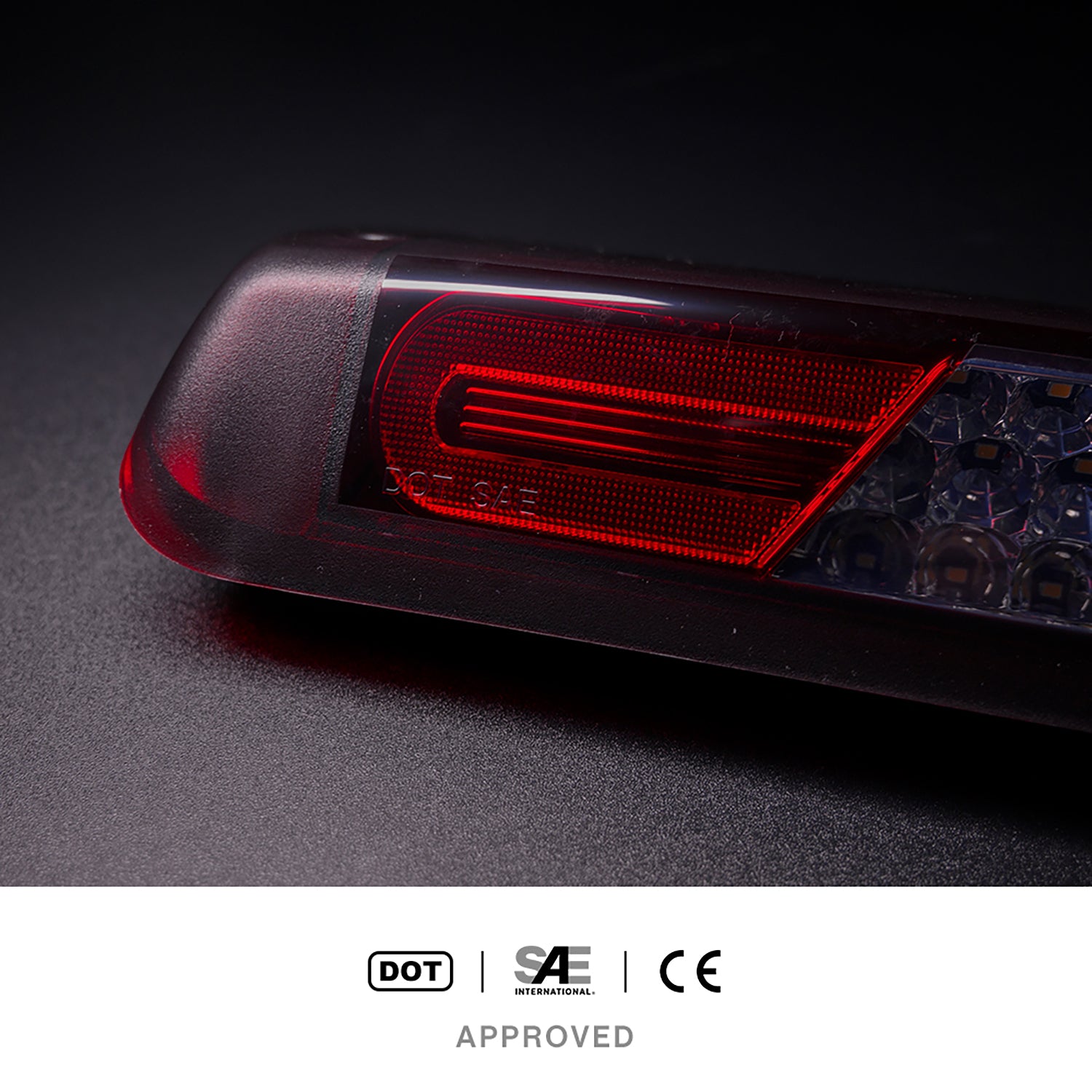 Red Lens Double C-Shaped LED Third Brake Light For 2004-2008 Ford F150, etc. - NS Auto Lighting