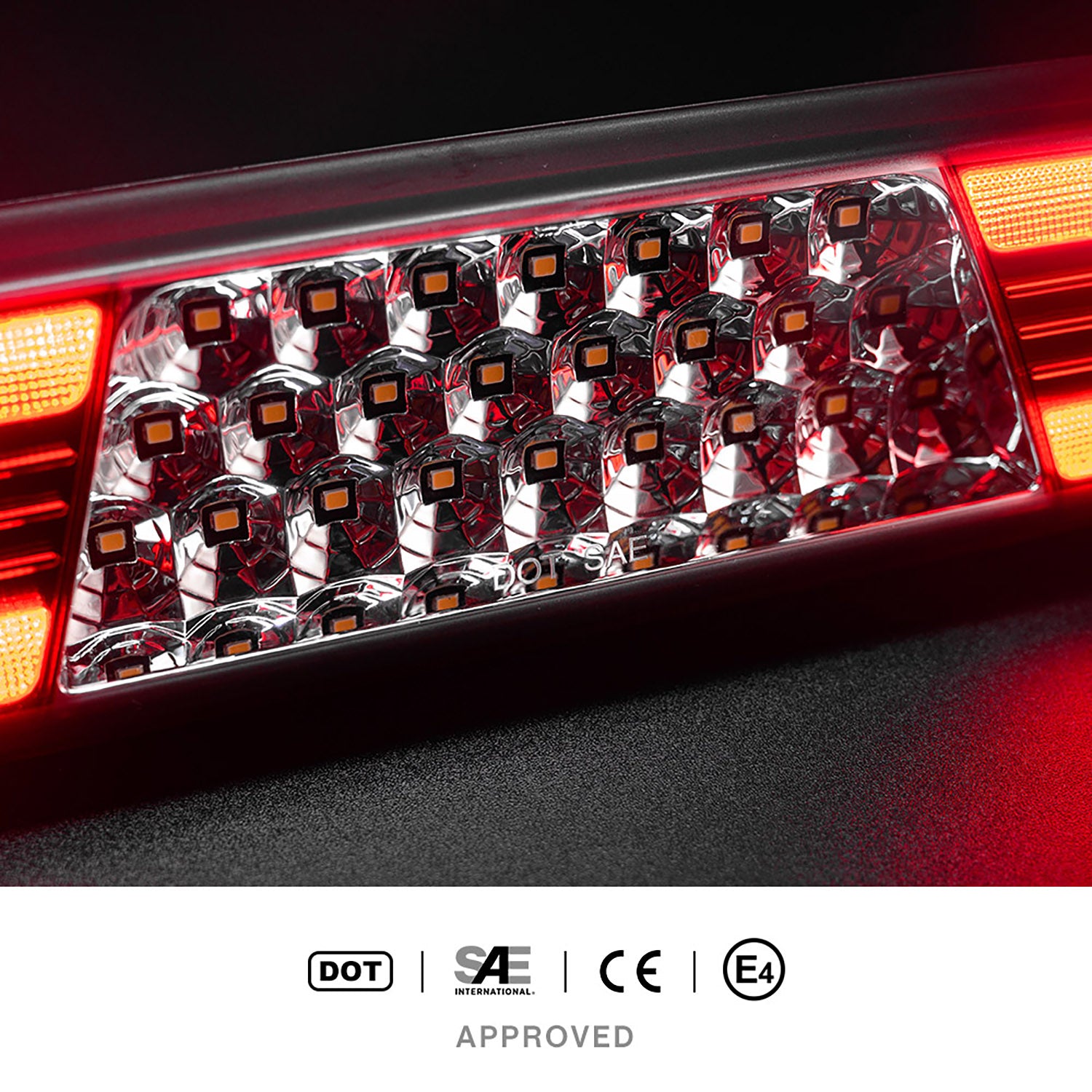 Red Lens Double C-Shaped LED Third Brake Light For 2019-2023 RAM 1500 - NS Auto Lighting