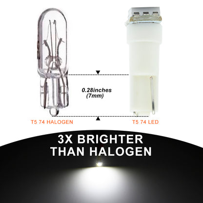 T5 White LED Dashboard Instrument Panel Light Bulbs For Peugeot 206, Citroen C5, etc.