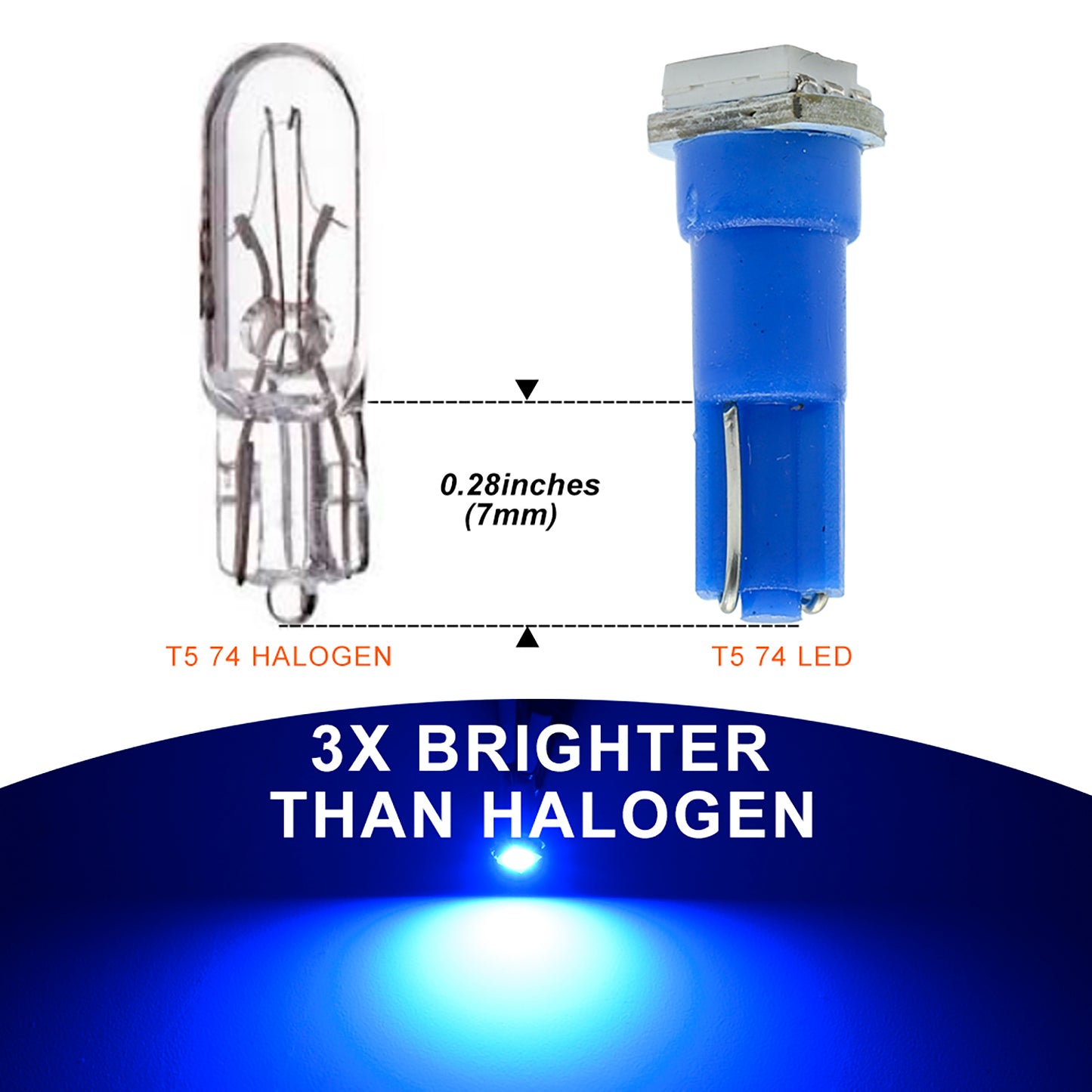 T5 Blue LED Dashboard Instrument Panel Light Bulbs For Peugeot 206, Citroen C5, etc.