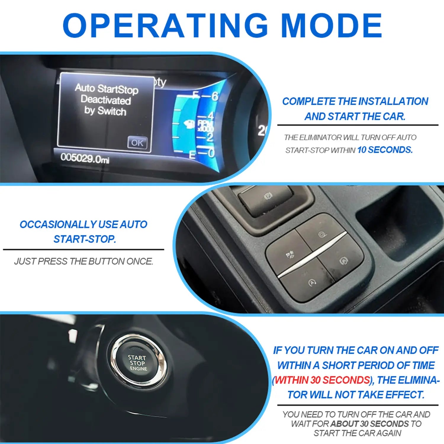 Operating modes of the disabler are explained.