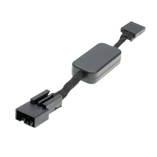 A black disabler with a rectangular module in the middle, featuring connectors at both ends for device connectivity.
