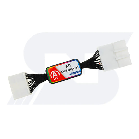 White cable with a switch labeled "ASS Disable Bypass" and "Best Choice," featuring a red power symbol and black cable ties.