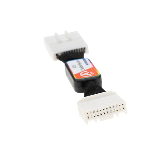 White cable with a switch labeled "ASS Disable Bypass" and "Best Choice," featuring a red power symbol and black cable ties. One end is a multiple-pin white female connector.