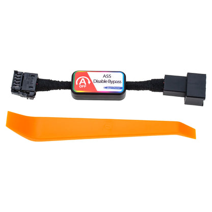Black cable with ASS Disable Bypass module featuring A OFF button, Best Choice label, and an orange plastic removal tool.