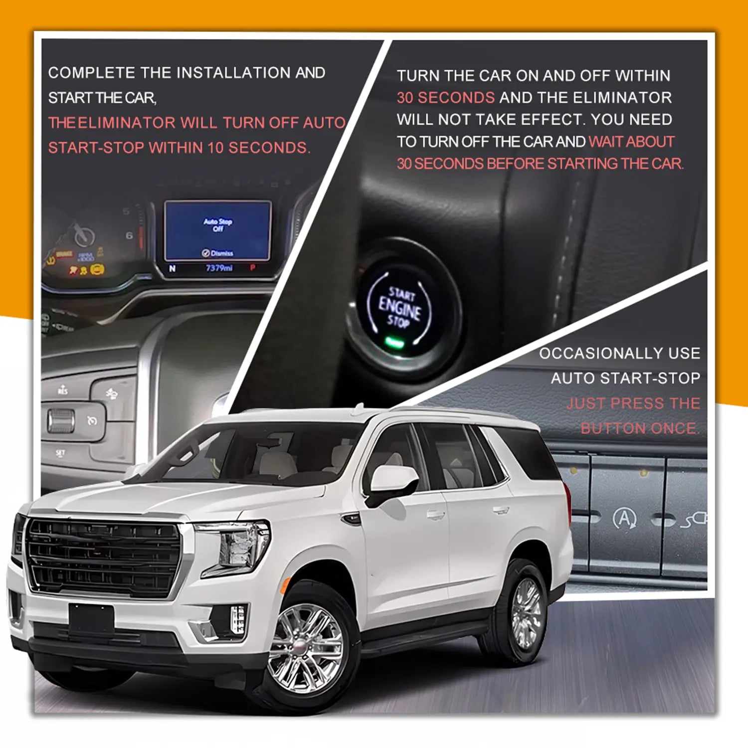Three modes of the auto stop disabler are explained.
