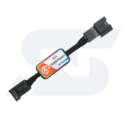Car ASS Disable Bypass device with black connectors, labeled "ASS Disable Bypass."