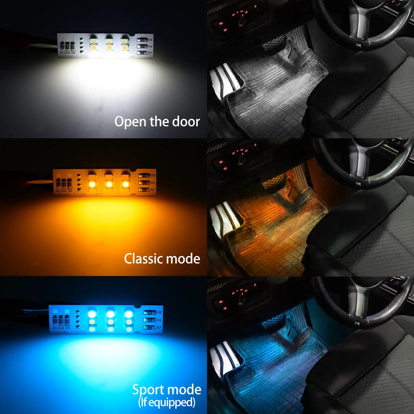 2PCS LED BMW Interior Ambient Footwell Light Replacement Circuit Boards