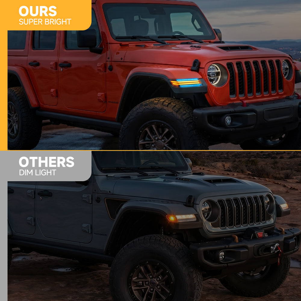 Smoked Lens 3-in-1 LED Turn Signal Light For 2018-2026 Jeep Wrangler JL Sport/S