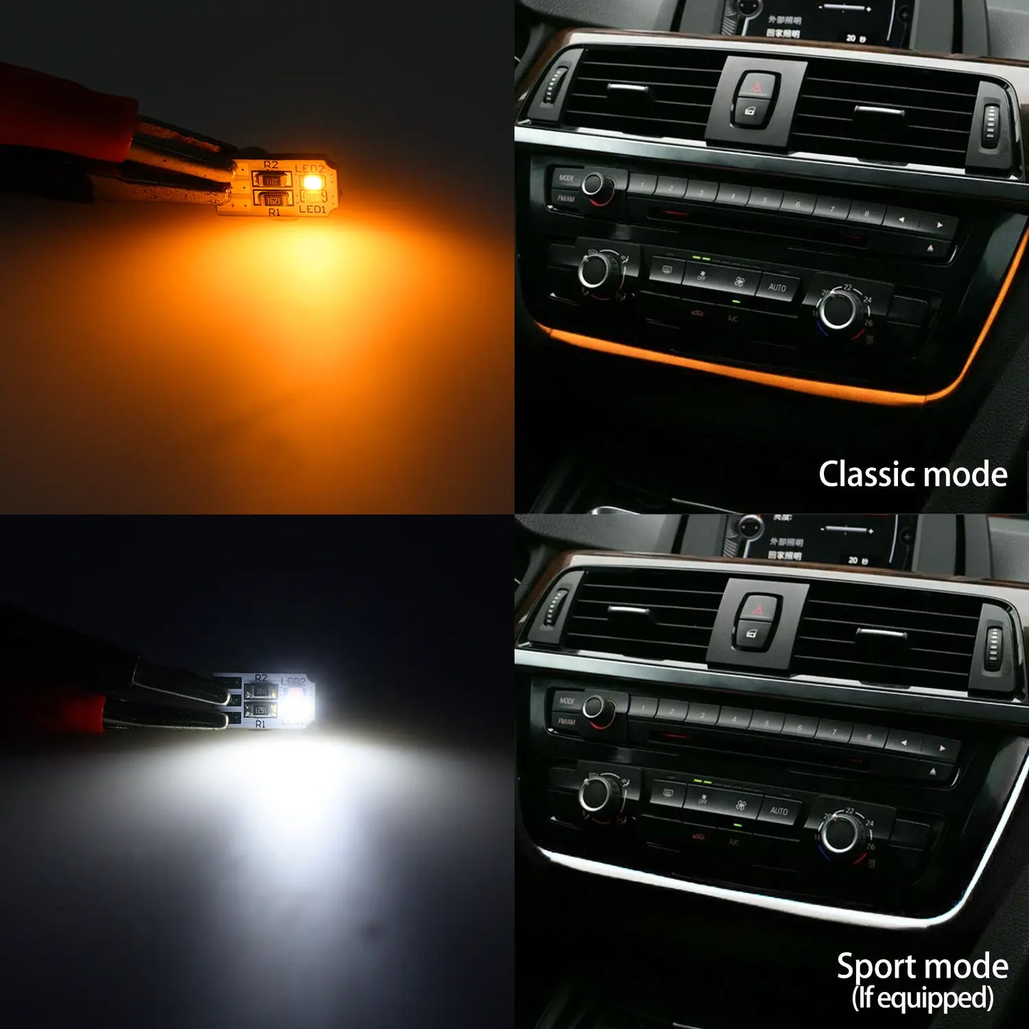 2PCS LED AUDI Interior Ambient AC&Radio Trim Surround Light Replacement Circuit Boards