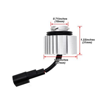 An LED L1B fog light bulb with aluminum heat sinks and LED chips, featuring a black connector. Dimensions: 1.46 inches diameter, 1.22 inches height.