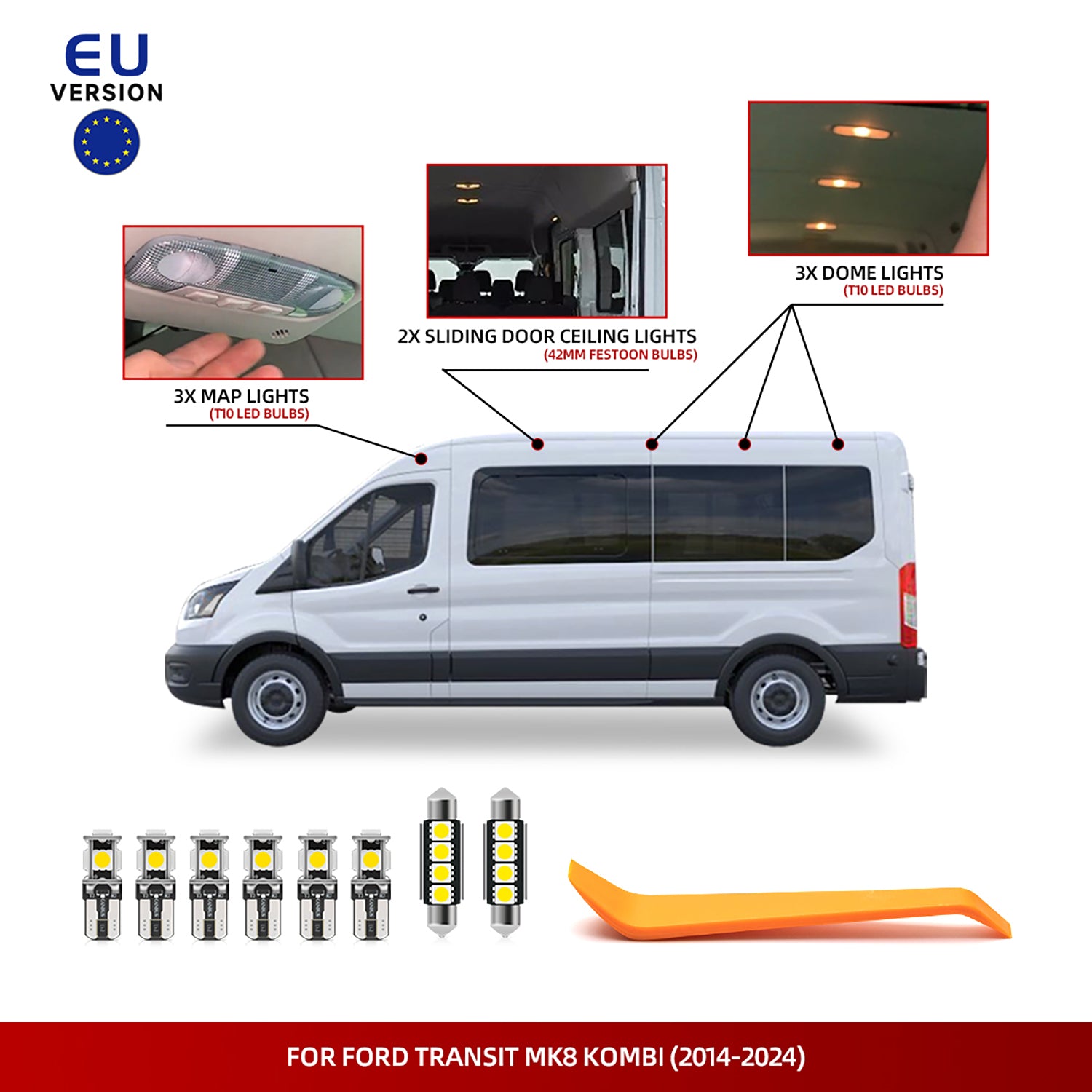 LED Interior Light Kit For 2015-2024 Ford Transit Wagon Passenger