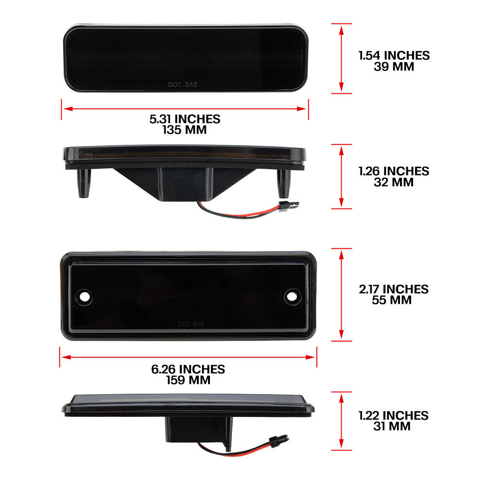 Klare Linse LED Rückseitenmarkierungsleuchten für 1988-1996 Chevrolet Corvette C4