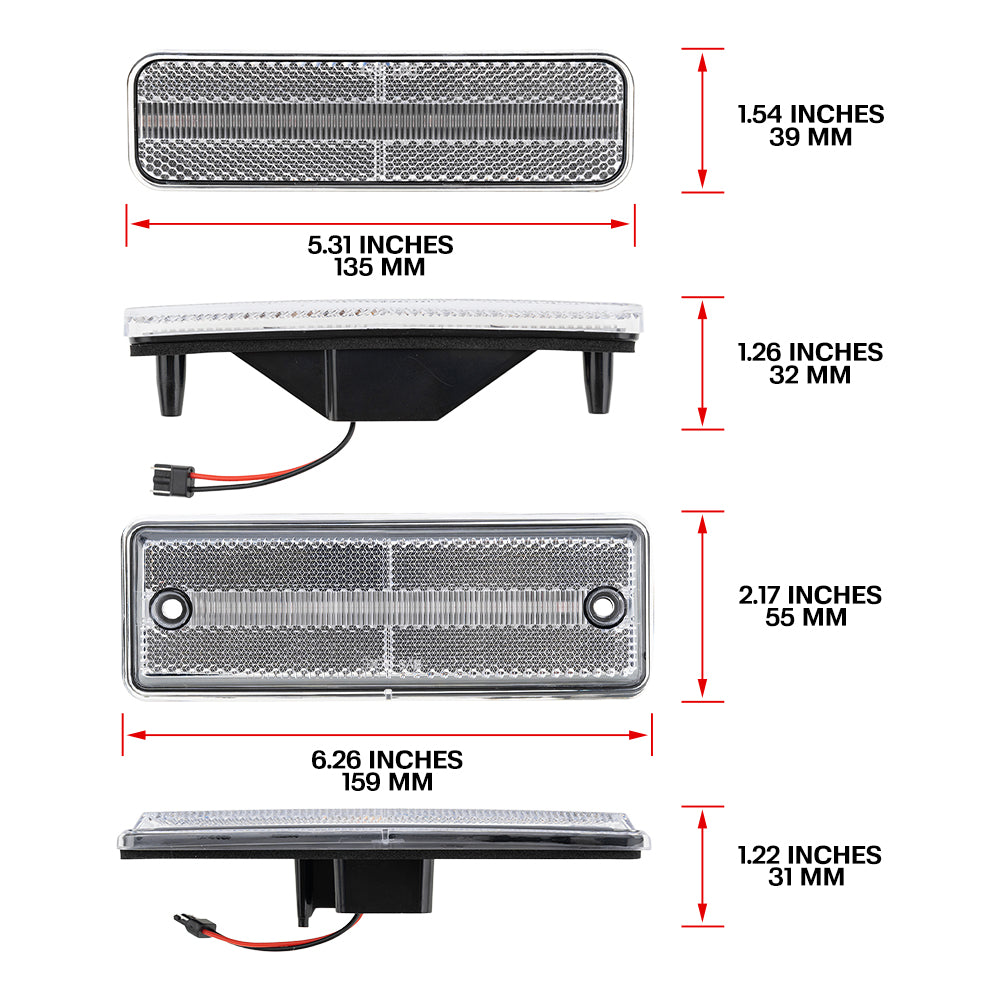 Klare Linse LED Rückseitenmarkierungsleuchten für 1988-1996 Chevrolet Corvette C4